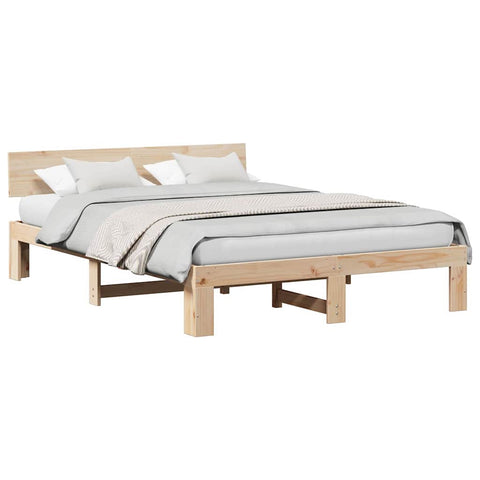 vidaXL Bed Frame with Headboard Brown 150 x 200 cm Solid Pine wood