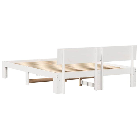 vidaXL Bed Frame with Headboard White 150 x 200 cm Solid Pine wood