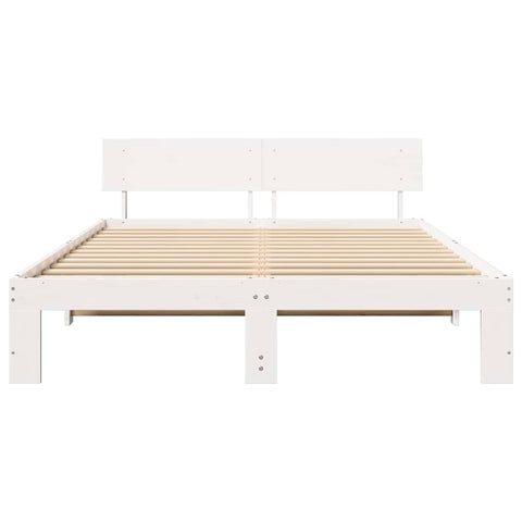 vidaXL Bed Frame with Headboard White 150 x 200 cm Solid Pine wood
