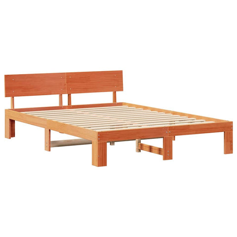 vidaXL Bed Frame with Headboard Brown 150 x 200 cm Solid Pine wood