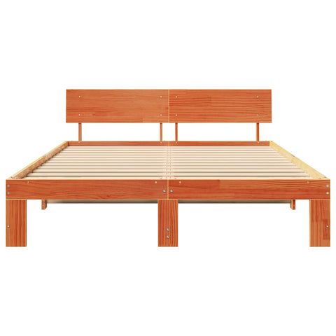 vidaXL Bed Frame with Headboard Brown 150 x 200 cm Solid Pine wood