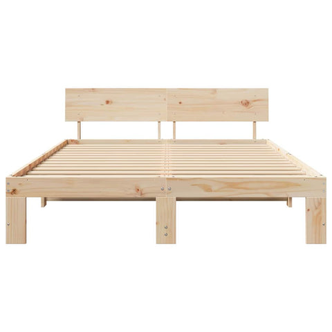 vidaXL Bed Frame with Headboard Brown 140 x 200 cm Solid Pine wood