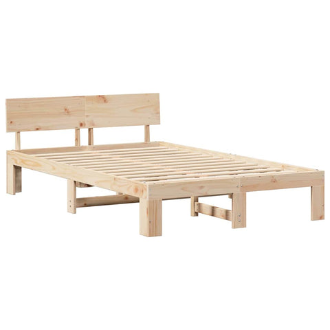 vidaXL Bed Frame with Headboard Brown 120 x 200 cm Solid Pine wood