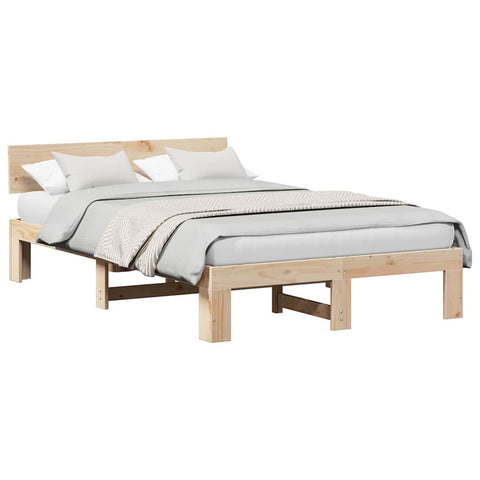 vidaXL Bed Frame with Headboard Brown 120 x 200 cm Solid Pine wood