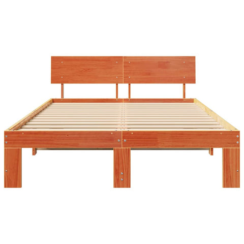 vidaXL Bed Frame with Headboard Brown 120 x 200 cm Solid Pine wood