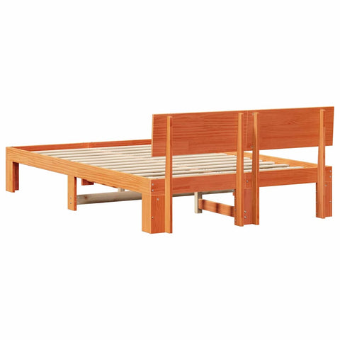vidaXL Bed Frame with Headboard Brown 140 x 190 cm Solid Pine wood
