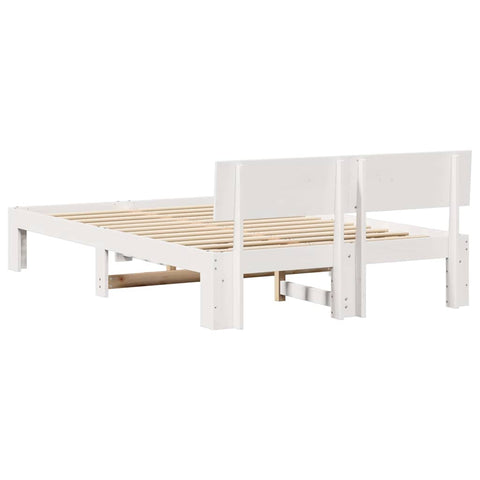 vidaXL Bed Frame with Headboard White 135 x 190 cm Solid Pine wood