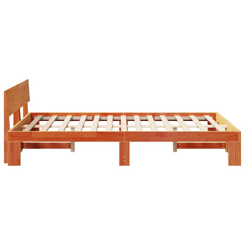 vidaXL Bed Frame with Headboard Brown 135 x 190 cm Solid Pine wood