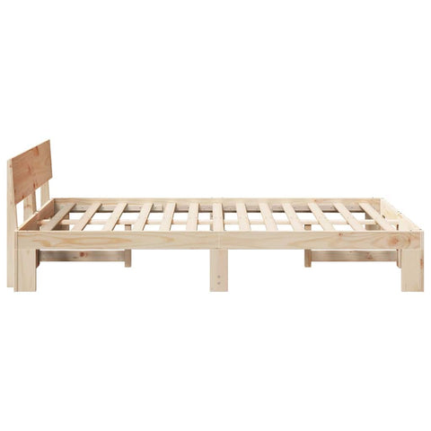 vidaXL Bed Frame with Headboard Brown 120 x 190 cm Solid Pine wood