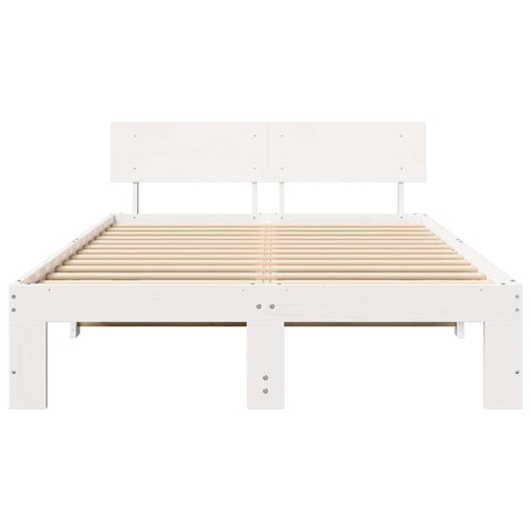 vidaXL Bed Frame with Headboard White 120 x 190 cm Solid Pine wood