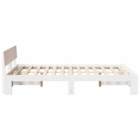 vidaXL Bed Frame with Headboard White 120 x 190 cm Solid Pine wood