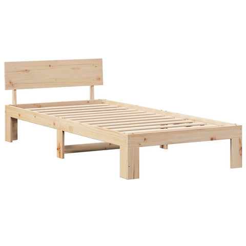 vidaXL Bed Frame with Headboard Brown 100 x 200 cm Solid Pine wood