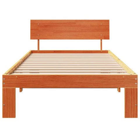 vidaXL Bed Frame with Headboard Brown 90 x 200 cm Solid Pine wood