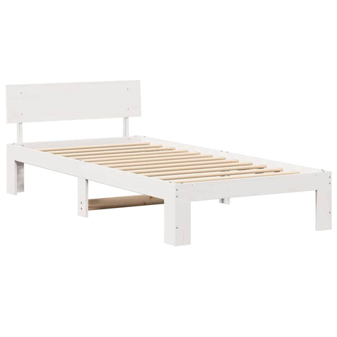 vidaXL Bed Frame with Headboard White 90 x 190 cm Solid Pine wood