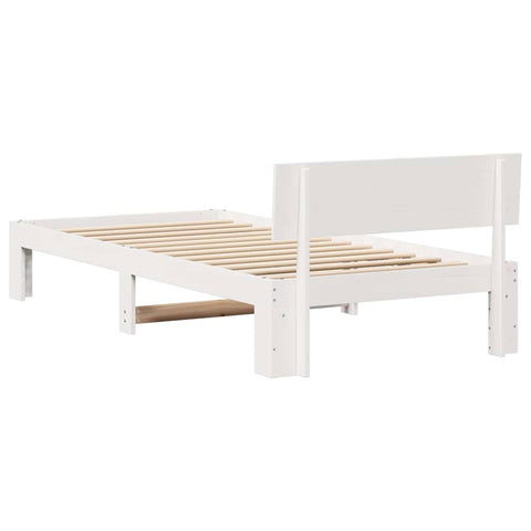vidaXL Bed Frame with Headboard White 90 x 190 cm Solid Pine wood