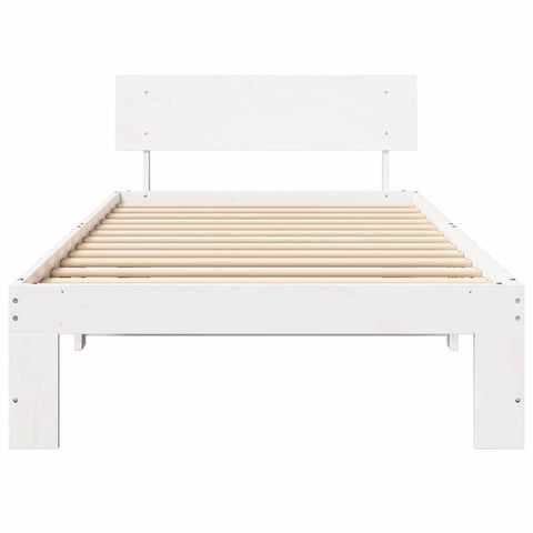 vidaXL Bed Frame with Headboard White 90 x 190 cm Solid Pine wood