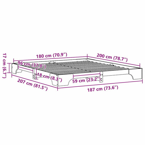 vidaXL Bed Frame Solid Pine Wood 180 x 200 cm Solid pine wood