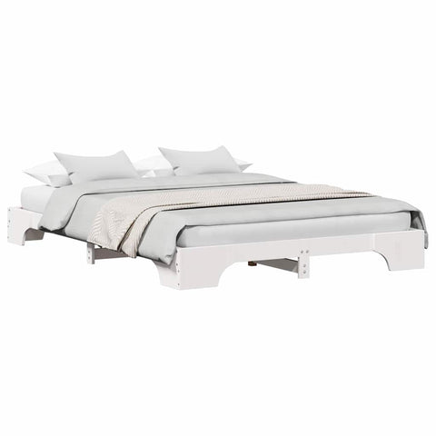 vidaXL Bed Frame White 150 x 200 cm Solid pine wood