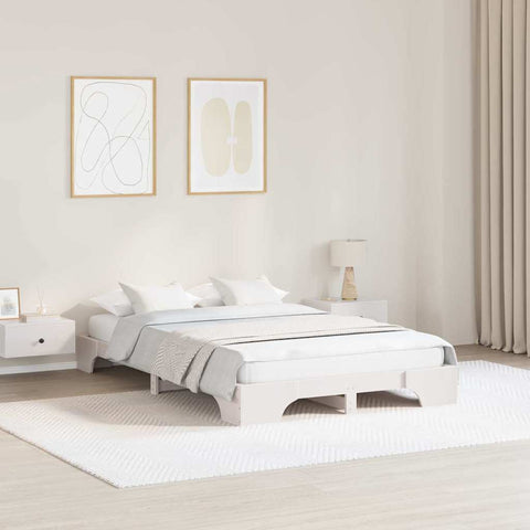 vidaXL Bed Frame White 120 x 200 cm Solid pine wood