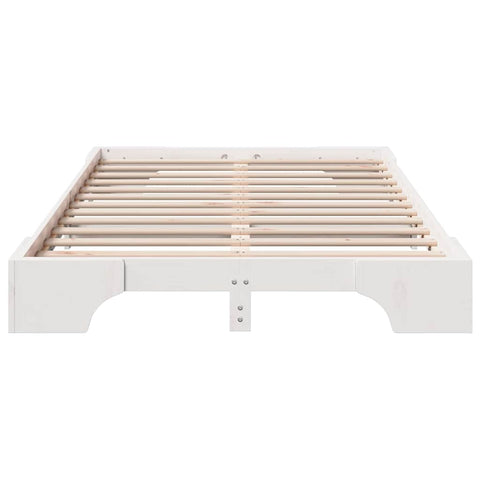 vidaXL Bed Frame White 140 x 190 cm Solid pine wood