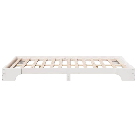 vidaXL Bed Frame White 140 x 190 cm Solid pine wood