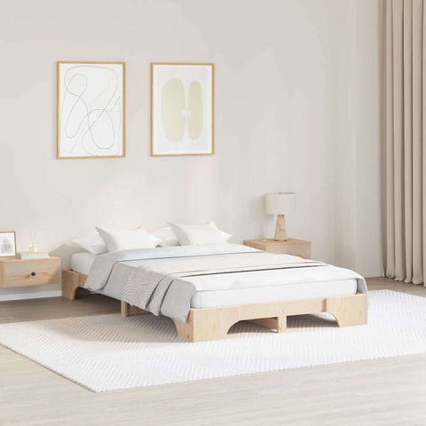 vidaXL Bed Frame Solid Pine Wood 135 x 190 cm Solid pine wood