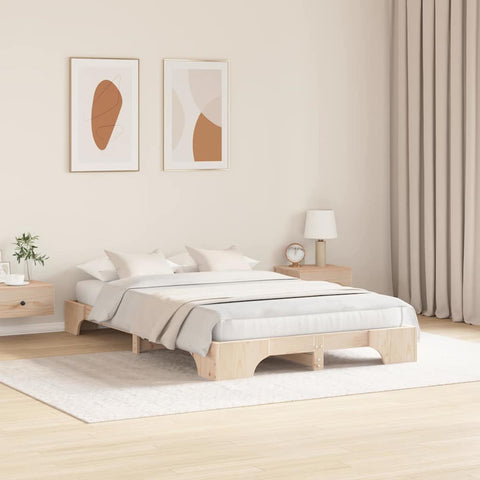 vidaXL Bed Frame Solid Pine Wood 135 x 190 cm Solid pine wood