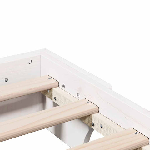 vidaXL Bed Frame White 135 x 190 cm Solid pine wood