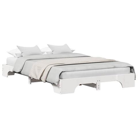 vidaXL Bed Frame White 135 x 190 cm Solid pine wood