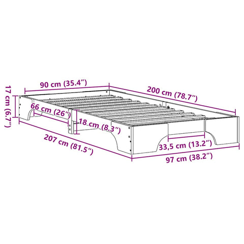 vidaXL Bed Frame Solid Pine Wood 90 x 200 cm Solid pine wood