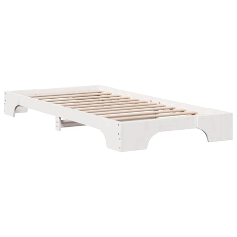 vidaXL Bed Frame White 90 x 200 cm Solid pine wood