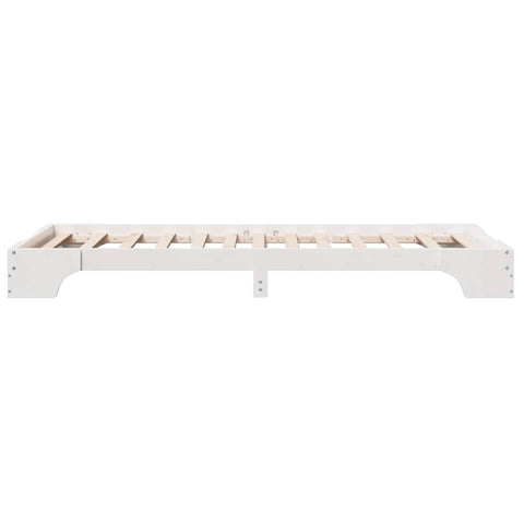 vidaXL Bed Frame White 90 x 200 cm Solid pine wood