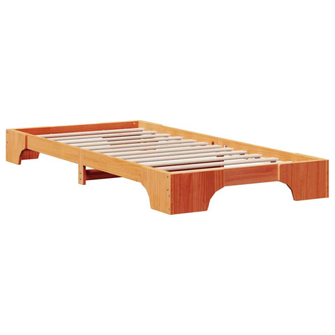 vidaXL Bed Frame Wax brown 90 x 200 cm Solid pine wood