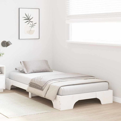vidaXL Bed Frame White 80 x 200 cm Solid pine wood