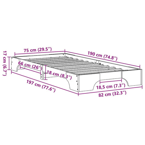 vidaXL Bed Frame Solid Pine Wood 75 x 190 cm Solid pine wood