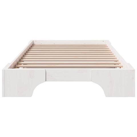 vidaXL Bed Frame White 75 x 190 cm Solid pine wood