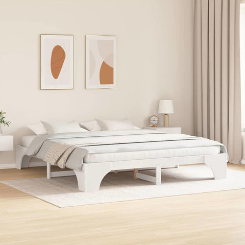 vidaXL Bed Frame White 200 x 200 cm Solid pine wood