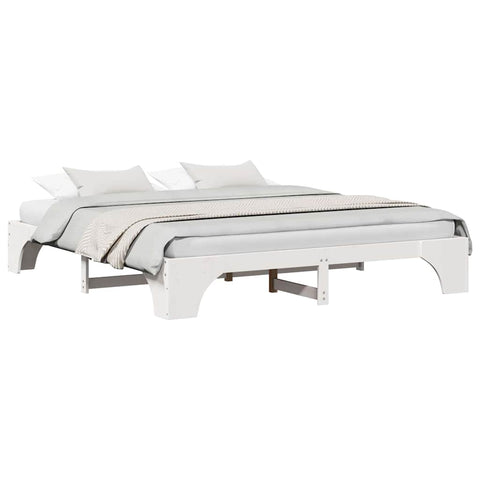vidaXL Bed Frame White 200 x 200 cm Solid pine wood