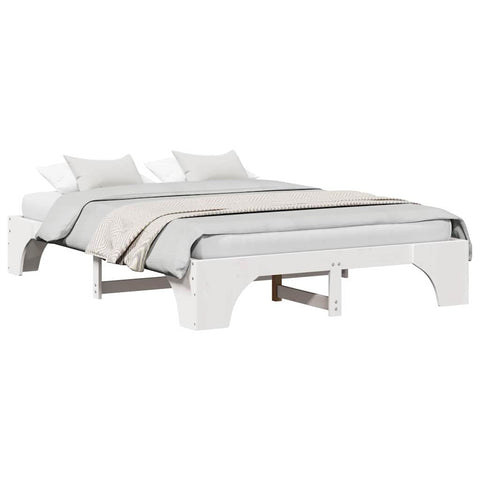 vidaXL Bed Frame White 160 x 200 cm Solid pine wood