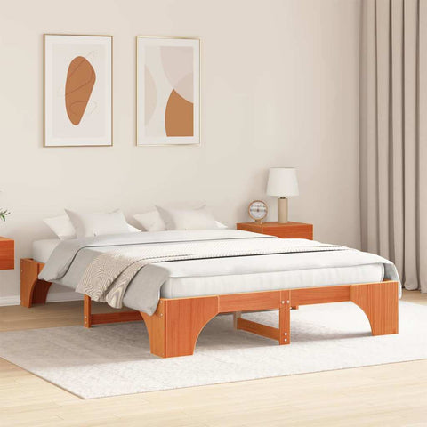 vidaXL Bed Frame Wax brown 140 x 200 cm Solid pine wood