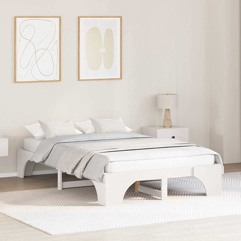 vidaXL Bed Frame White 120 x 200 cm Solid pine wood