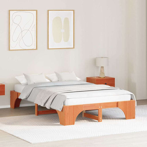 vidaXL Bed Frame Wax brown 120 x 200 cm Solid pine wood