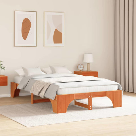 vidaXL Bed Frame Wax brown 120 x 200 cm Solid pine wood