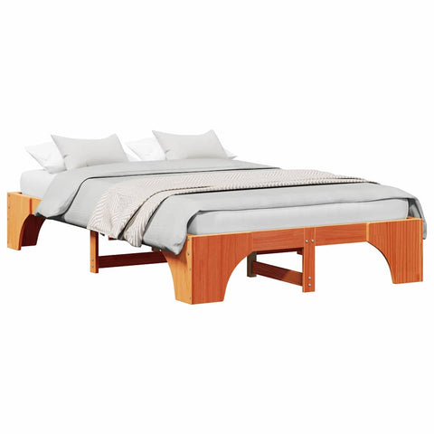 vidaXL Bed Frame Wax brown 120 x 200 cm Solid pine wood