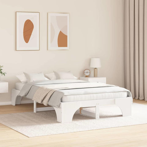 vidaXL Bed Frame White 140 x 190 cm Solid pine wood