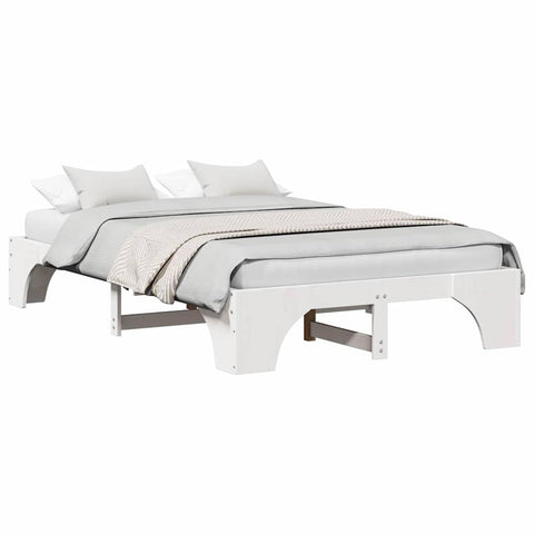 vidaXL Bed Frame White 140 x 190 cm Solid pine wood