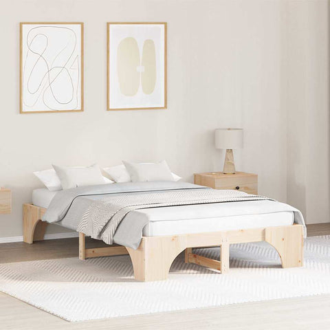 vidaXL Bed Frame Solid Pine Wood 135 x 190 cm Solid pine wood
