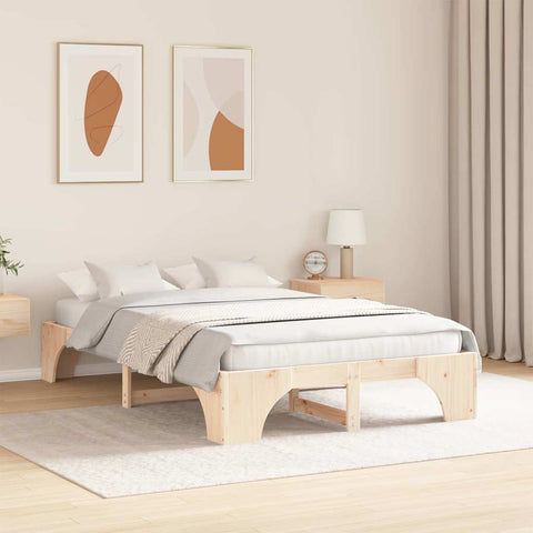 vidaXL Bed Frame Solid Pine Wood 135 x 190 cm Solid pine wood