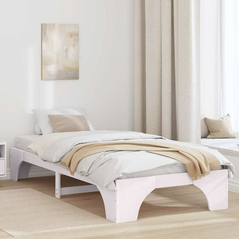 vidaXL Bed Frame White 100 x 200 cm Solid pine wood