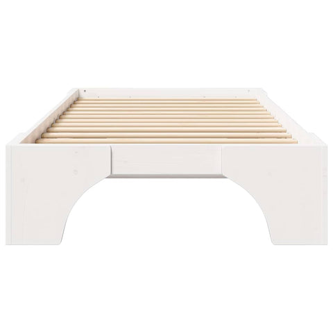 vidaXL Bed Frame White 100 x 200 cm Solid pine wood